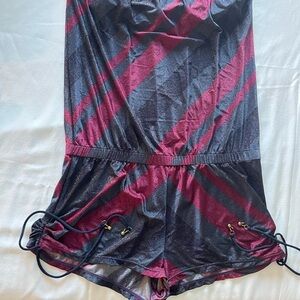 Striped Red and Black Romper One-Piece Swimsuit